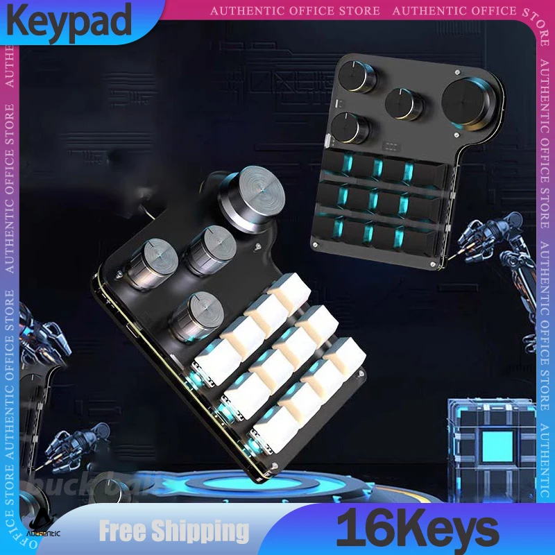 

Multi Functional Custom Keypad Dual Mode 2.4G Wireless Bluetooth Keyboard RGB 16key Mini Keypad Customized Mini Keyboard Gifts