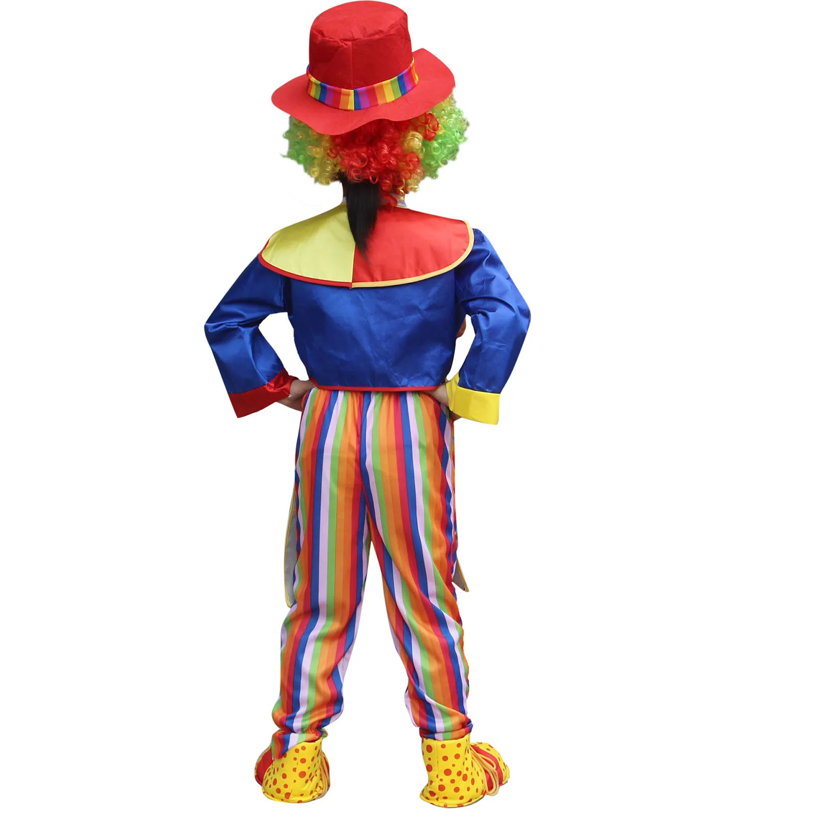 Costume Cosplay Clown d'Halloween pour Enfants, Combinaison Rayée avec Manteau, Chapeau Haut, Ensemble Nministériels d Papillon, Vêtements de Performance, ixà Thème, Bol et Garçons