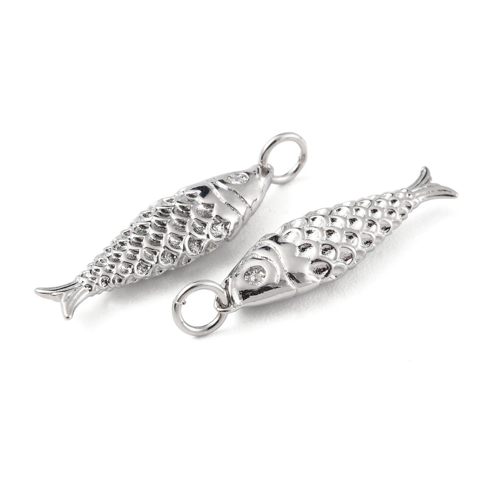 10pcs 3D Fish Charms Brass Animal Pendants Long-Lasting Plated For DIY Handmade Bracelet Necklace Jewelry Making Supplies Crafts
