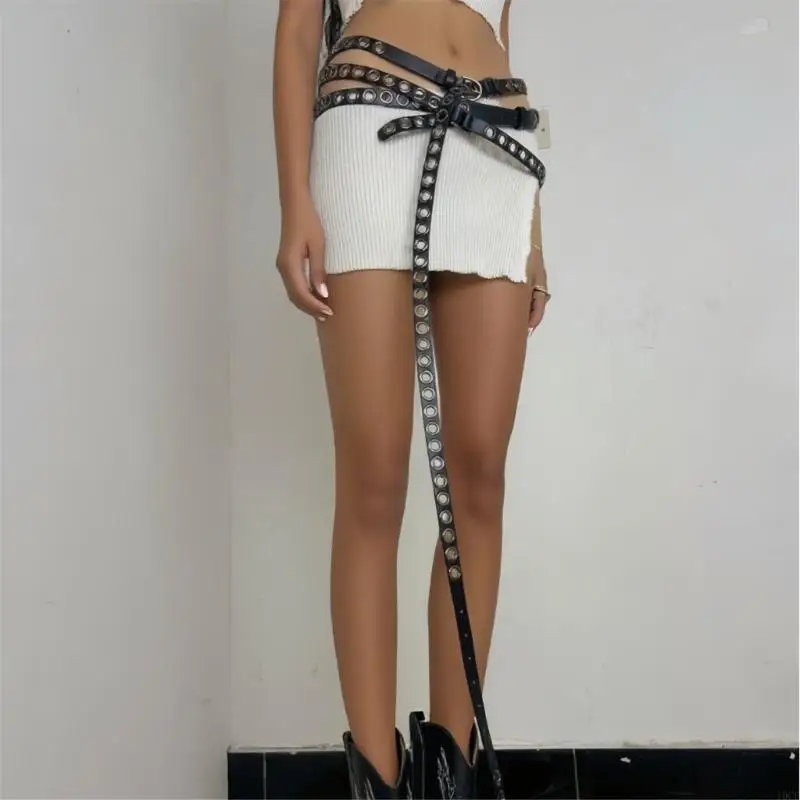 Stylish 12ft Extended Length Belt Multiloop Design Waist Strap Band PU Leather Waistband Waist Decoration