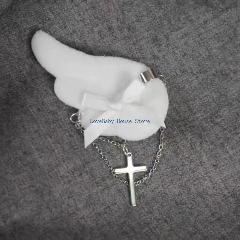 

BX0D Plush Angel Wing Side Clip Teens Girl Y2K Hair Styling Clip Cool Girl Headdress