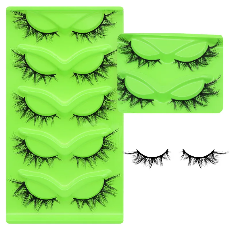 ホット 5 ペア斜めフライングキャット偽まつげ安定した供給ボリュームフルとふわふわキャットアイ効果個別のストリップ