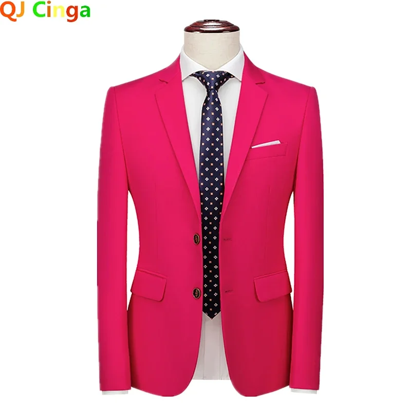 2026 Men's Purple Suit Jacket, Business Office Slim Coat, Orange Blue Black Red Gray Yellow Available Blazers, Asian Size M-6XL view 4