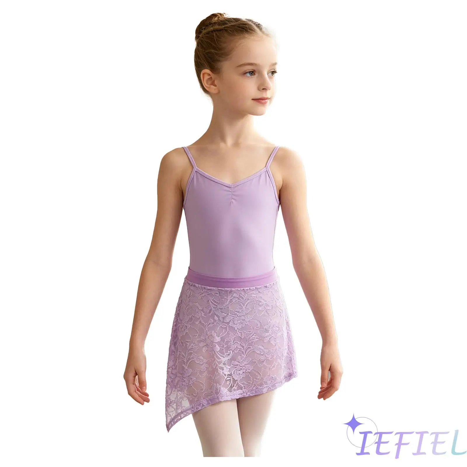 

Ballet Dance Leotard Skirts for Kids Girls Lace Ballet Skirt Elastic Waistband Side Split Skirt for Dance Rehearsal Practice