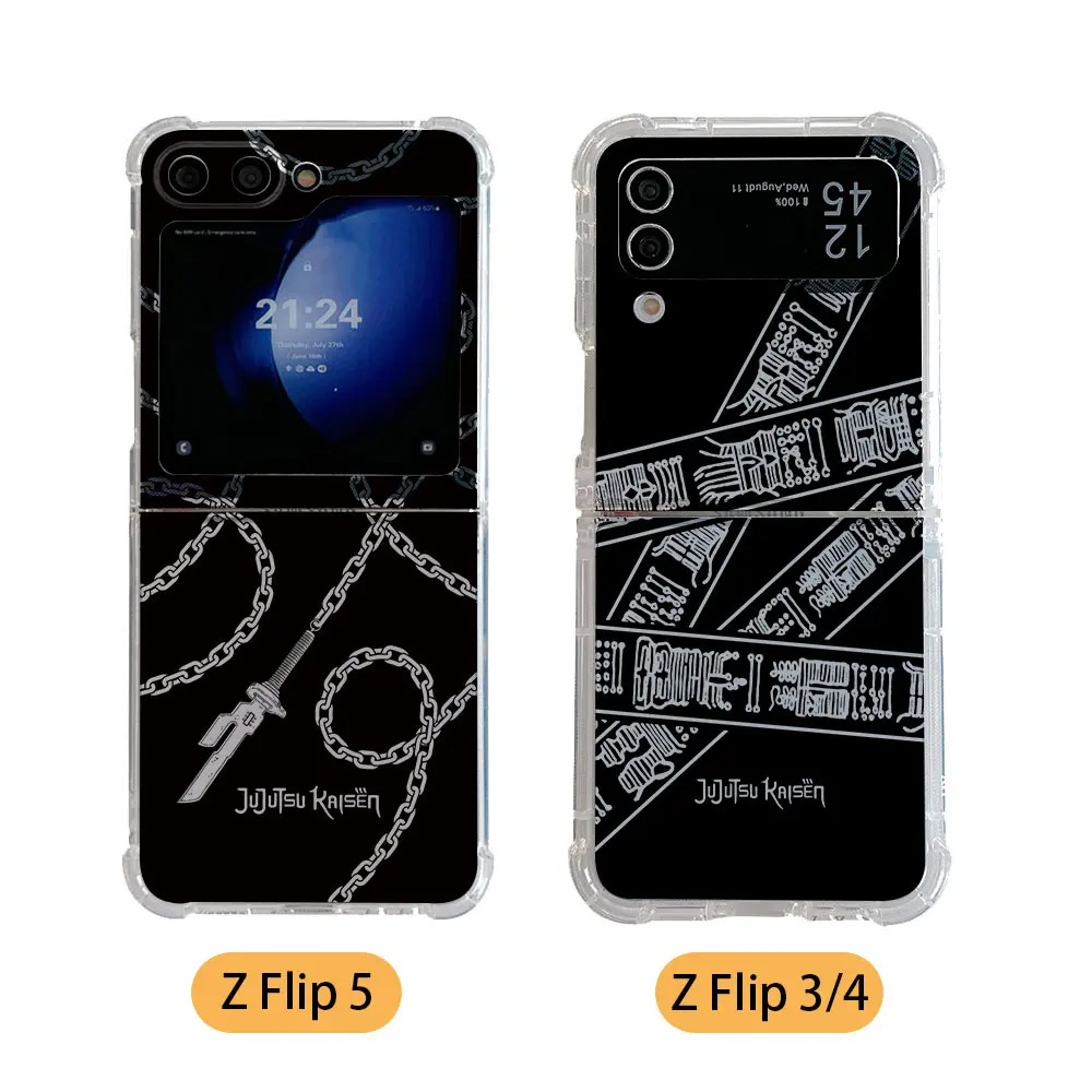 Anime Jujutsus Kaisens Label Phone Case for Samsung Galaxy Z Flip 3 4 Z Flip 5 6 Z Fold 4 5G PC Soft Anti-fall Back Cover