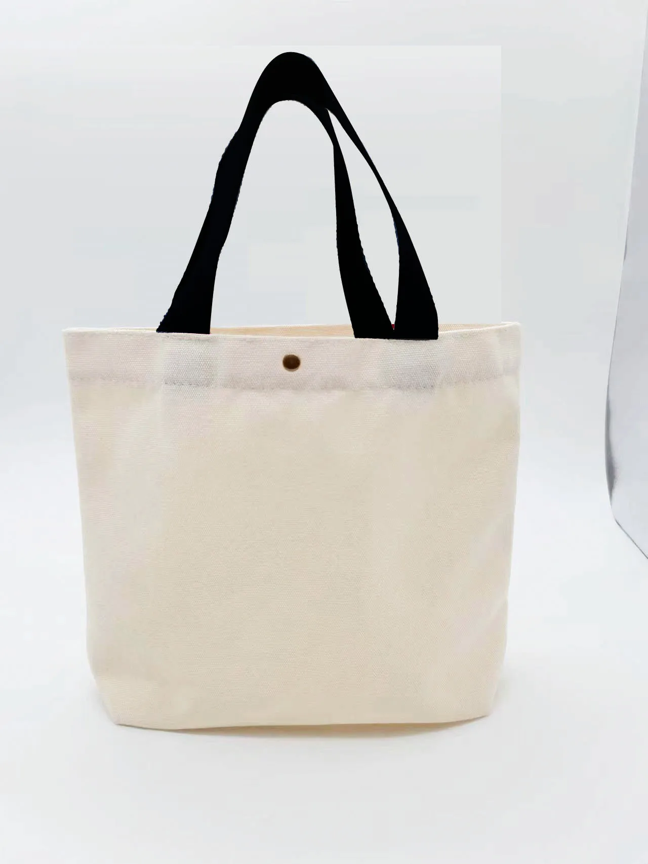 Custom Logo Name Cartoon Canvas Tote Bag with Snap Button Resuable Handheld Sail Bag Customizable Small Handbag for Women Daily