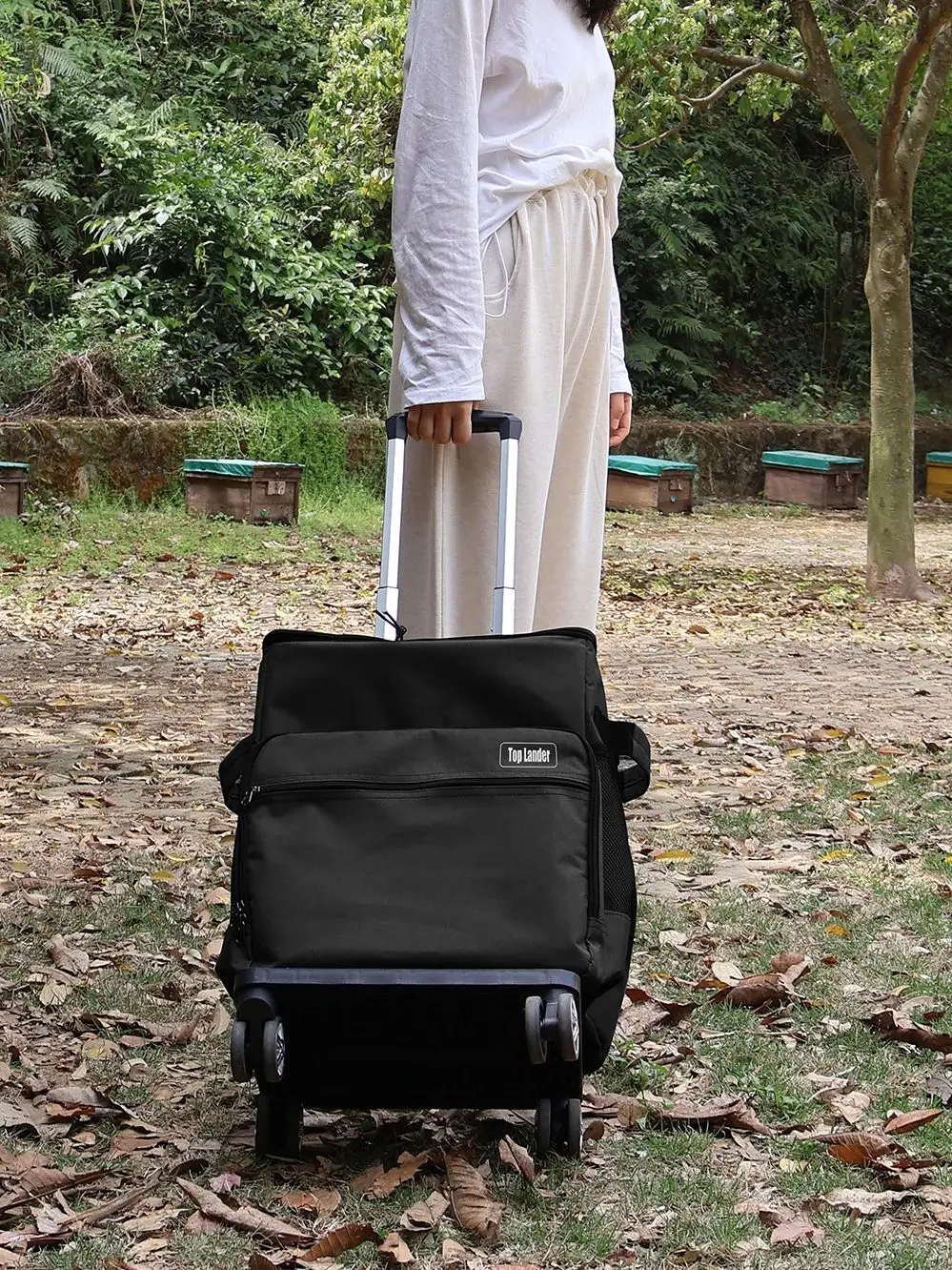 Sac isotherme pliable de 40l, avec poignée à roulettes, grande poitrine de glace isolée, Camping pique-nique voyage barbecue en plein air stockage des aliments