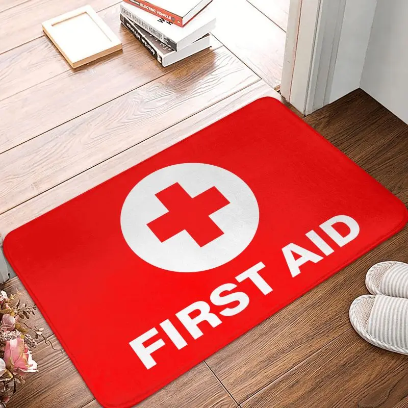 Custom First Aid Emergency Medicine Front Door Mat Anti-Slip Indoor Waterproof Doctor Nurse Doormat Kitchen Entrance Rug Carpet