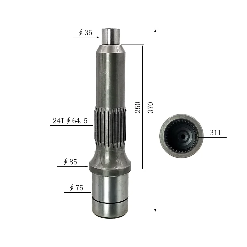 Suitable for Komatsu PC400-5 Excavator Travel Motor Gear Pump Shaft/Motor Shaft 31/24 Teeth