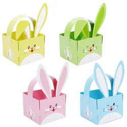 4pcs Easter Bunny Candy Box Cute Rabbit Ear Cookies Gifts Packaging Basket Boxes For Kids Easter Birthday Party Decor Supplies