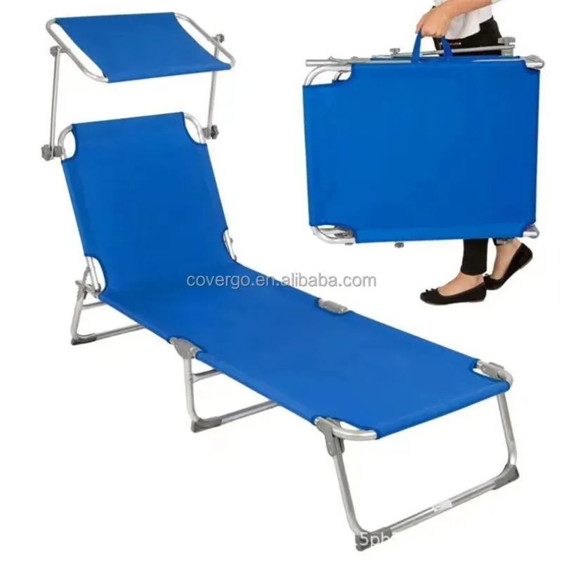 

Outdoor Garden Poolside Seaside Folding Beach Sun r With Sun Shade Folding Bed Furniture With Canopy
