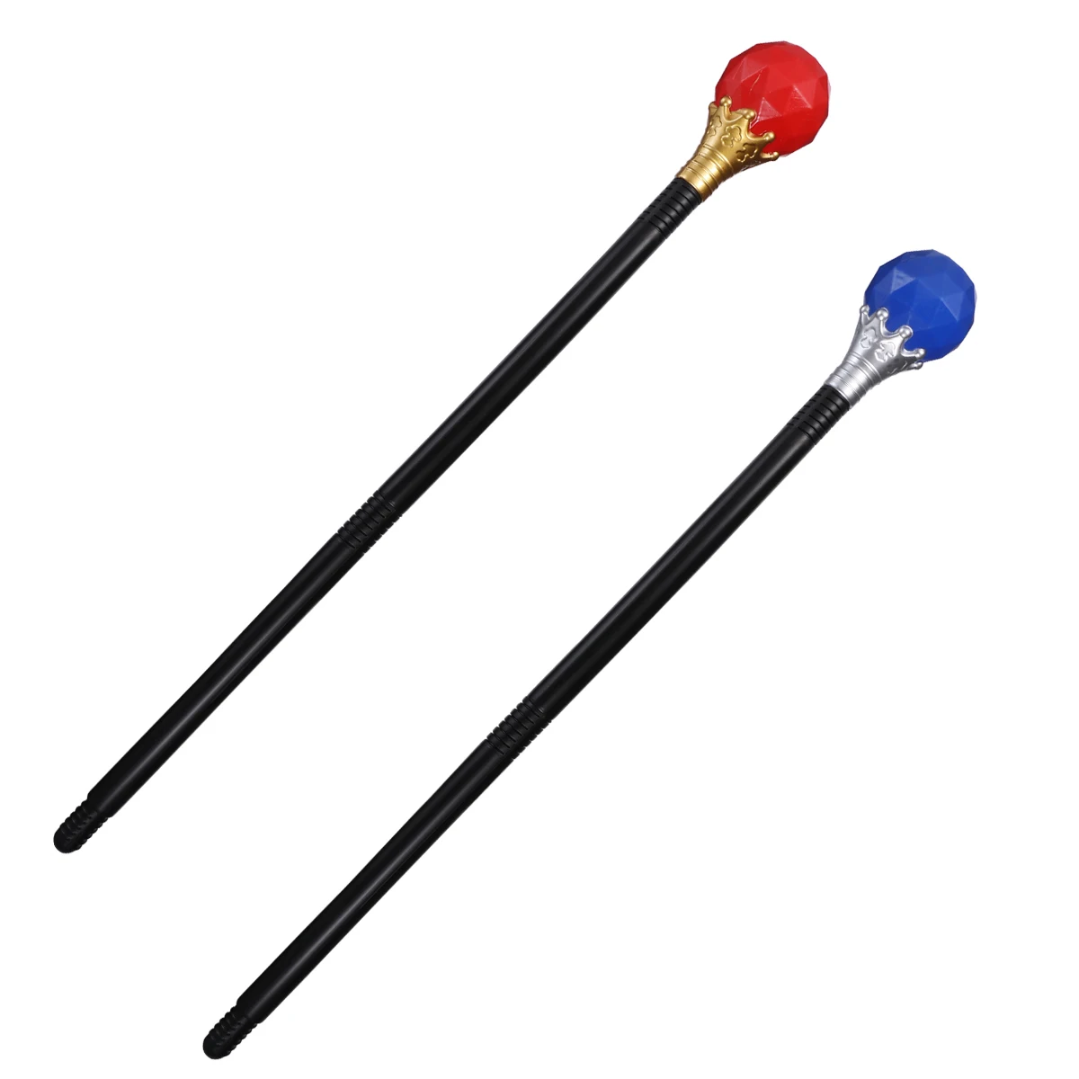 

2pcs Scepter Pharaoh Cosplay Costume Prop Halloween Party Wand Plastic Round Head Stage Decor Wand Props Masquerade Scepters