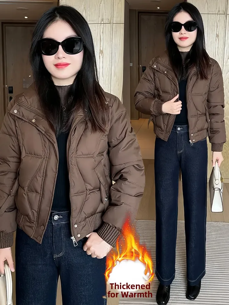 Faionable ort Padded Jaet Dames Thiened Fce Warme Winter Bovenkleding Koreaanse Sle Pendelen Rits Kleur Jas