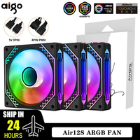 Aigo AIR12S Case Fan Ventoinha PC Computer 120mm RGB Fan 4pin PWM CPU Cooling Fan 3pin5v Unlimited Space Argb 12cm Ventilador