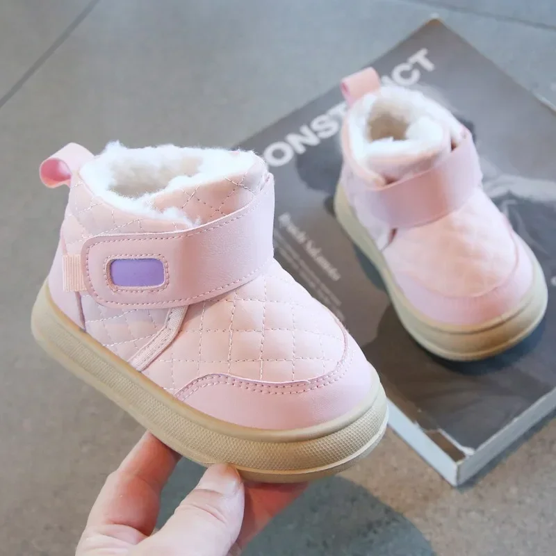 Autumn Winter Baby Girls Boys Snow Boots Children Outdoor Boots Kids Warm Plush Shoes Soft-soled Non-slip Infant Toddler Shoes