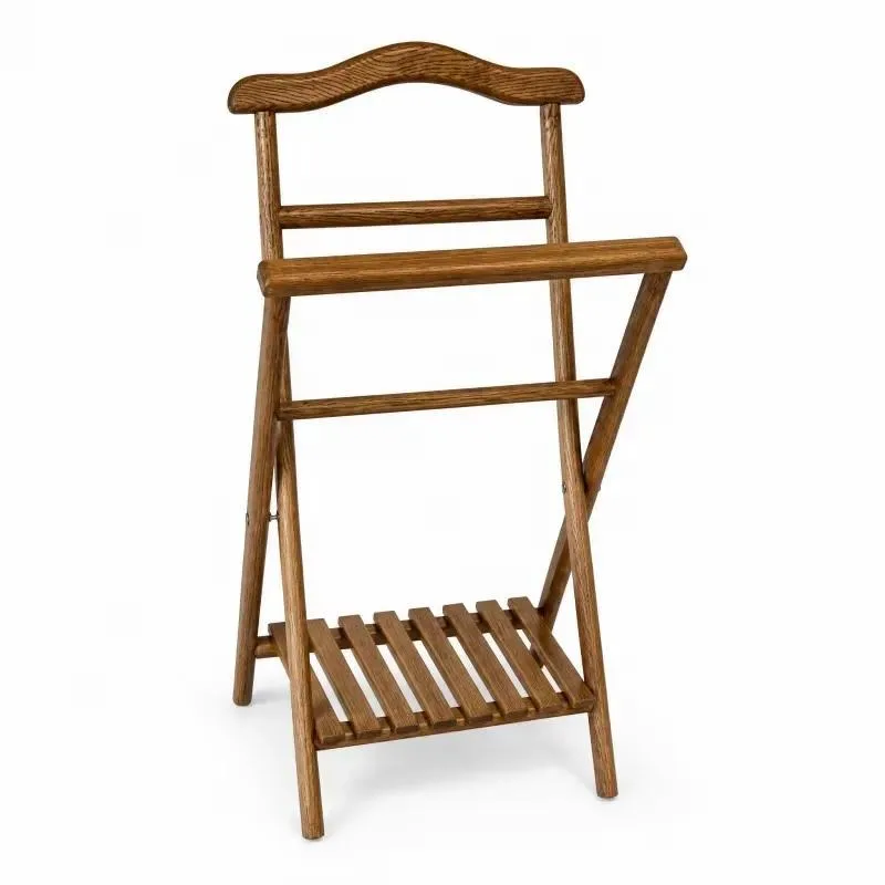 Three Layer Wooden Hanger Floor to Ceiling Solid Wood Coat Rack with Hanging Rod for Clothing Storage at Bedroom Entrance