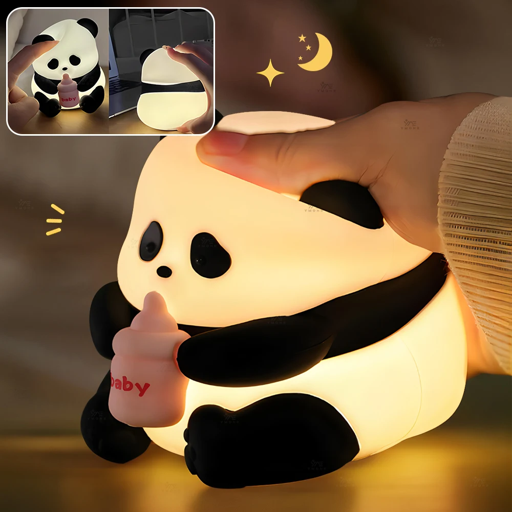 1 قطعة 7 ألوان لطيف سيليكون الباندا ليلة مصباح قابلة للشحن LED الحيوان ديكور أضواء ليلية لهدايا عيد الميلاد النوم أضواء عيد الميلاد