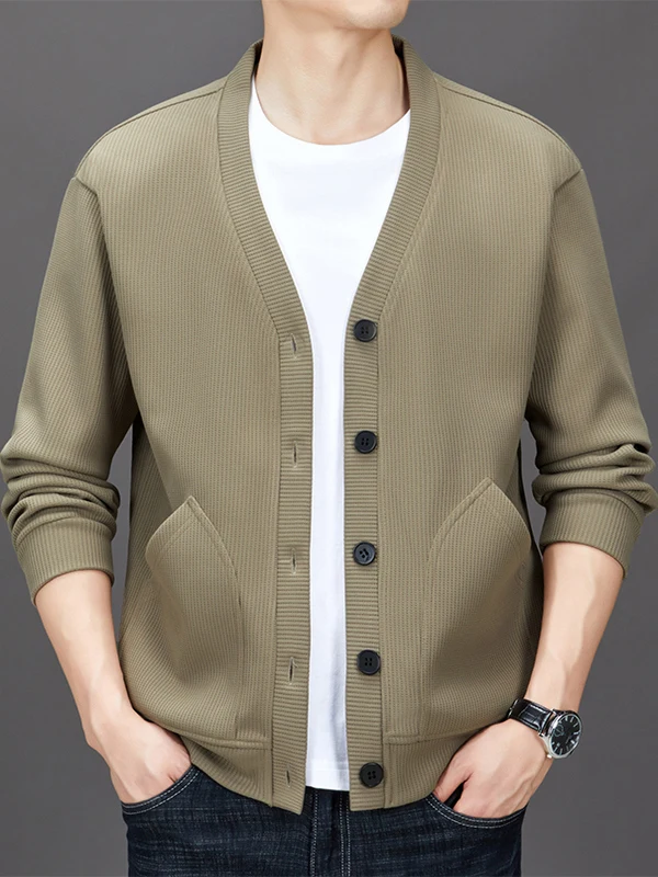 

Gobeni 2025 Spring Autumn Men's Faion Long Sve Open Cardigan T-irt Loose Mid-Youth V-Ne Button Casual Base irt