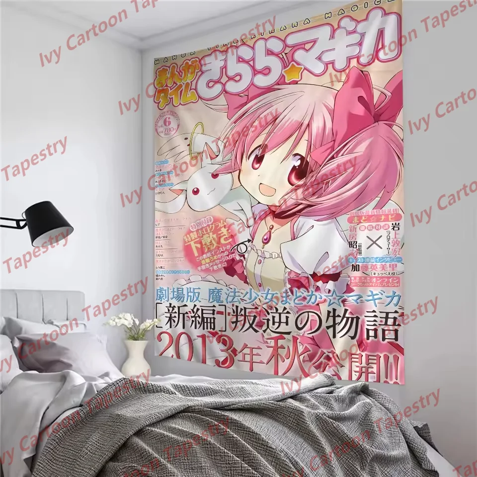 Puella Magi Madoka Magica Anime Cartoon Tapestry Bedroom Home Decoration Bohemian Tapestry Japanese Wall Background Arrangement