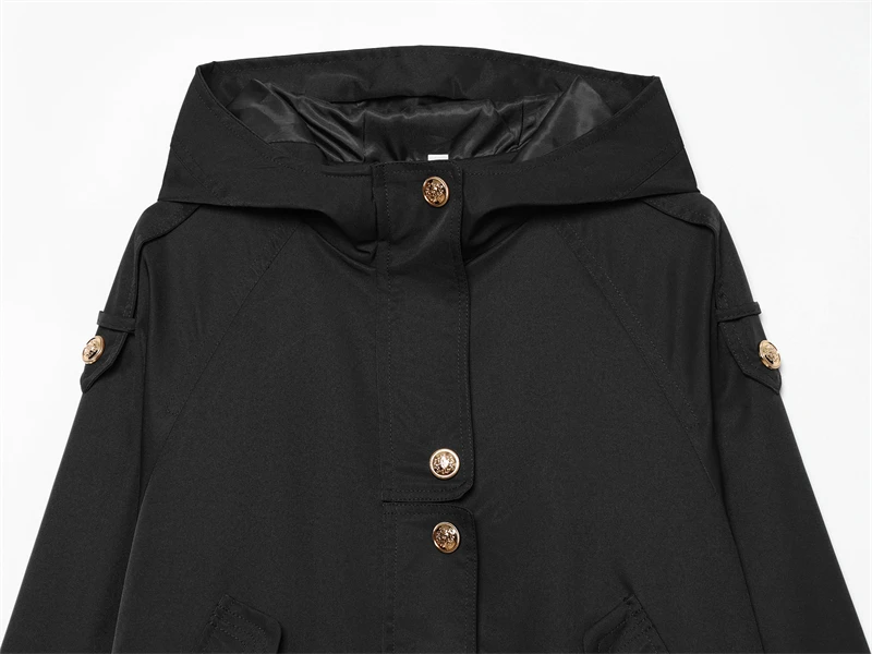 Guobioziy Women's Hooded Jacket 2026 Spring＆Autumn New Model Solid Color with Zipper＆Stud Design European Casual Fashion Trend