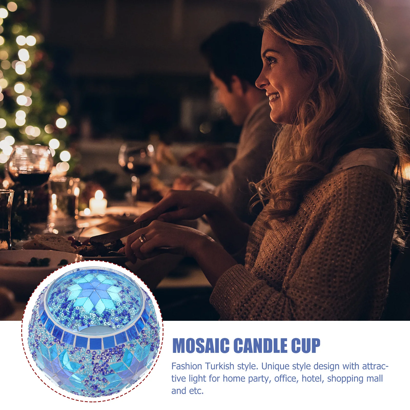 1개 원형 유리컵 수제 아티산 캔들홀더 클래식 디자인 컬러풀한 조각 장식 테이블탑 홈 호텔 몰용