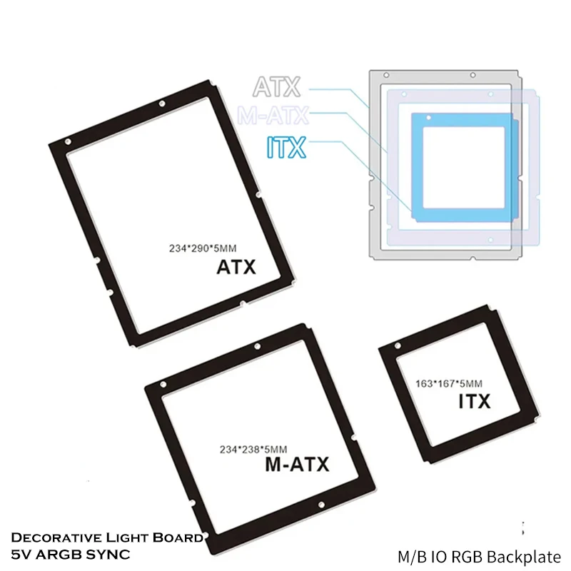 DIY Motherboard RGB Lighting Frame Backplate ATX MATX ITX M/B IO Backlight 5V 3Pin ARGB AURA SYNC for PC Cabinet Decoration