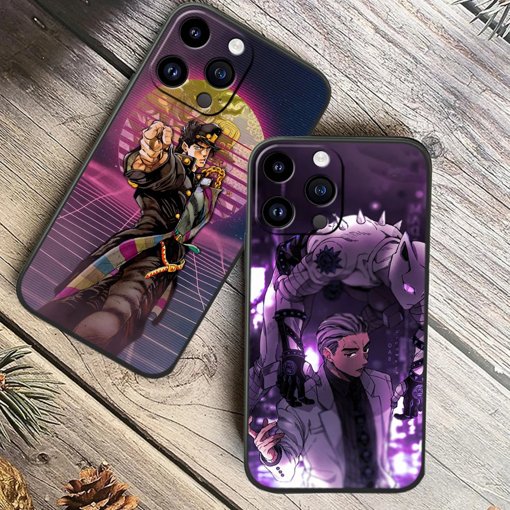 Anime JoJo Cool For Apple iPhone 15 14 13 12 Mini 11 XS XR X 8 7 Pro Max Plus Soft Silicone Black Phone Case image 3