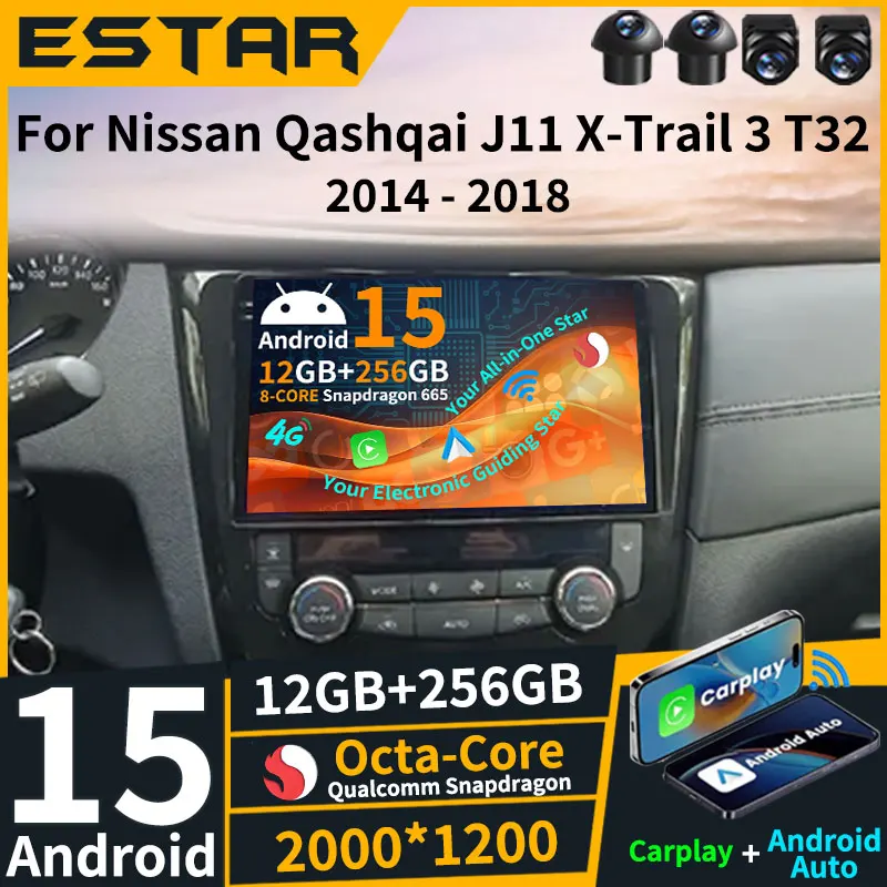 

Android 15 Car Radio For Nissan X-Trail Xtrail X Trail 3 T32 2013 - 2022 Qashqai 2 J11 Multimedia Player Carplay Auto GPS video