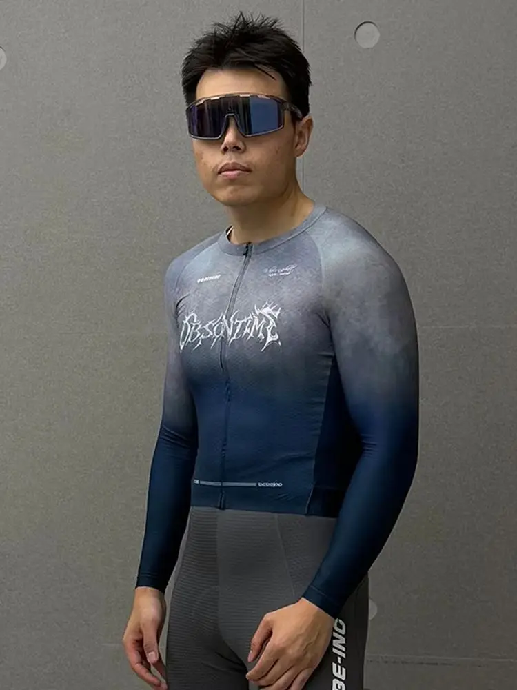 BCBE-ING DBS Herren Damen Gothic Radtrikot Langarm Leicht Atmungsaktiv Schnelltrocknend Fahrradtrikot Kleine Größe YKK Reißverschlüsse
