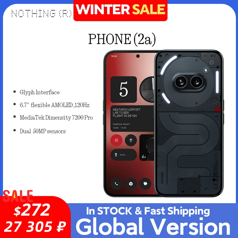 Global Version Nothing Phone(2a) 6.7” AMOLED display 120Hz Mediatek Dimensity 7200 Pro Dual 50MP 5,000 mAh 45W IP54 Phone 2a