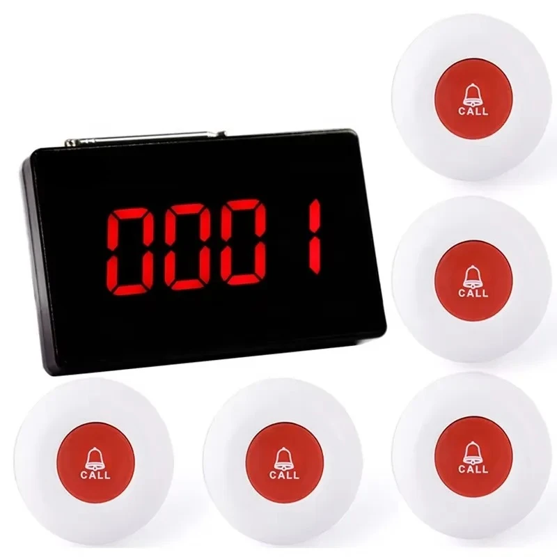

5 Transmitter Buttons 1 Receiver 300m Wireless Calling System Patient Pager System Hospital Nursing Home Restaurant