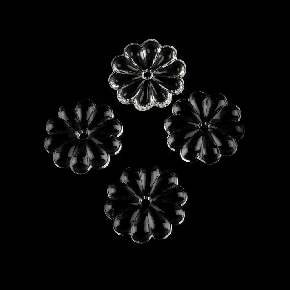 

Various Sizes Clear Crystal Rosettle Beads Chrysanthemum Flower Shape Glass Chandelier Parts for Curtain Home Wedding Door Decor