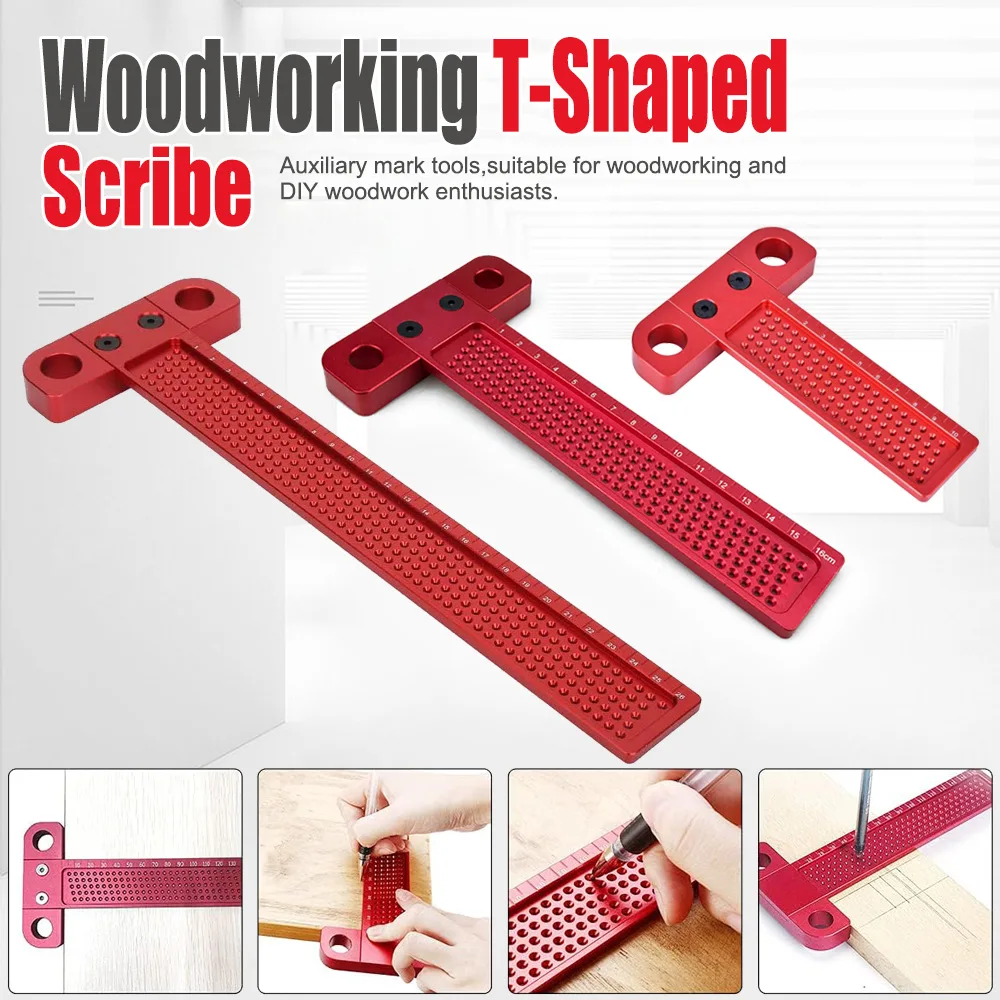 

Woodworking Scribe 60-400mm T-type Ruler Hole Scribing Ruler Aluminum Alloy Line Drawing Marking Gauge DIY Measuring Tools