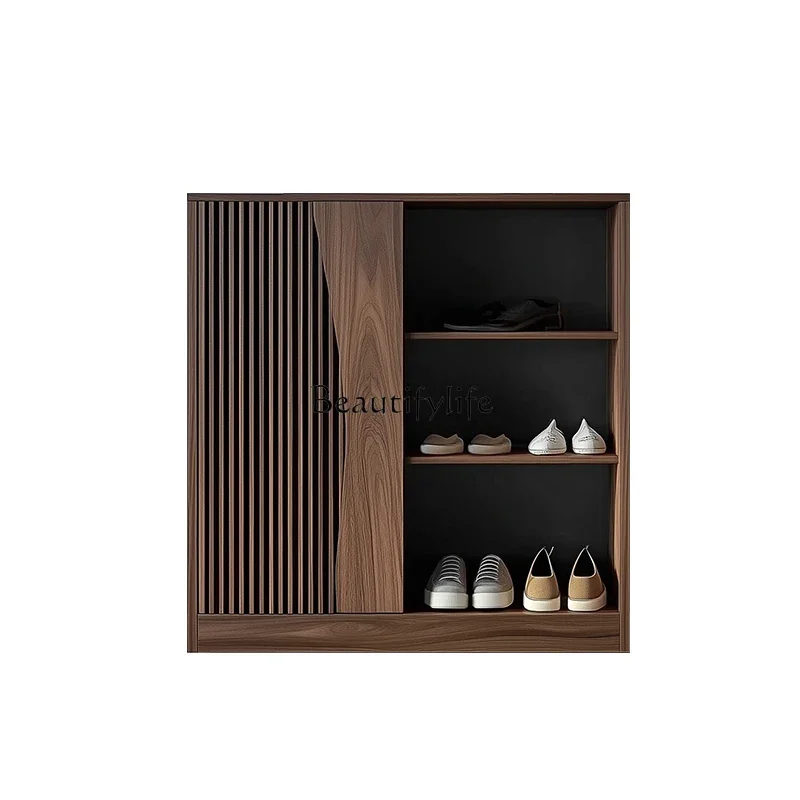 

ls04Home shoe cabinet Home door All solid wood against the wall locker Walnut retro high-end