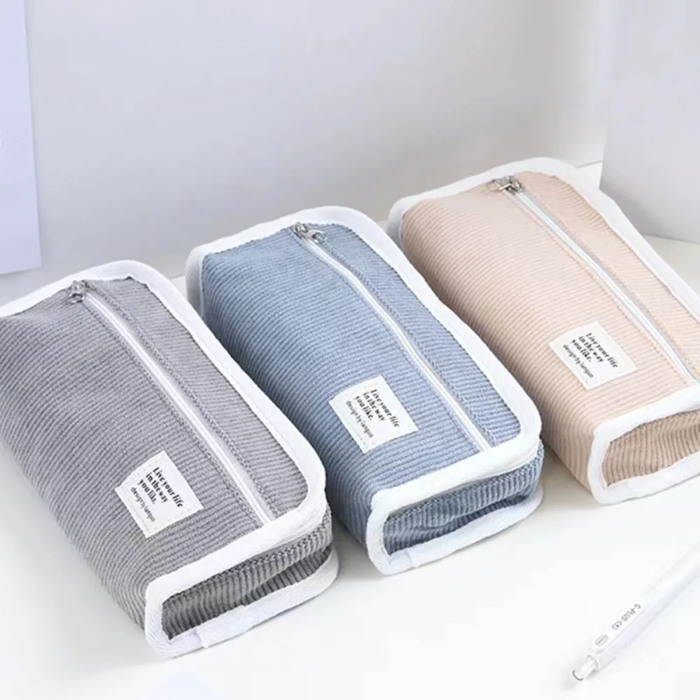 

Pink Blue Grey Ins Stationery Bag Desktop Storage Multifunctional Korean Style Pencil Case Large Capacity Aesthetic Pencil Pouch