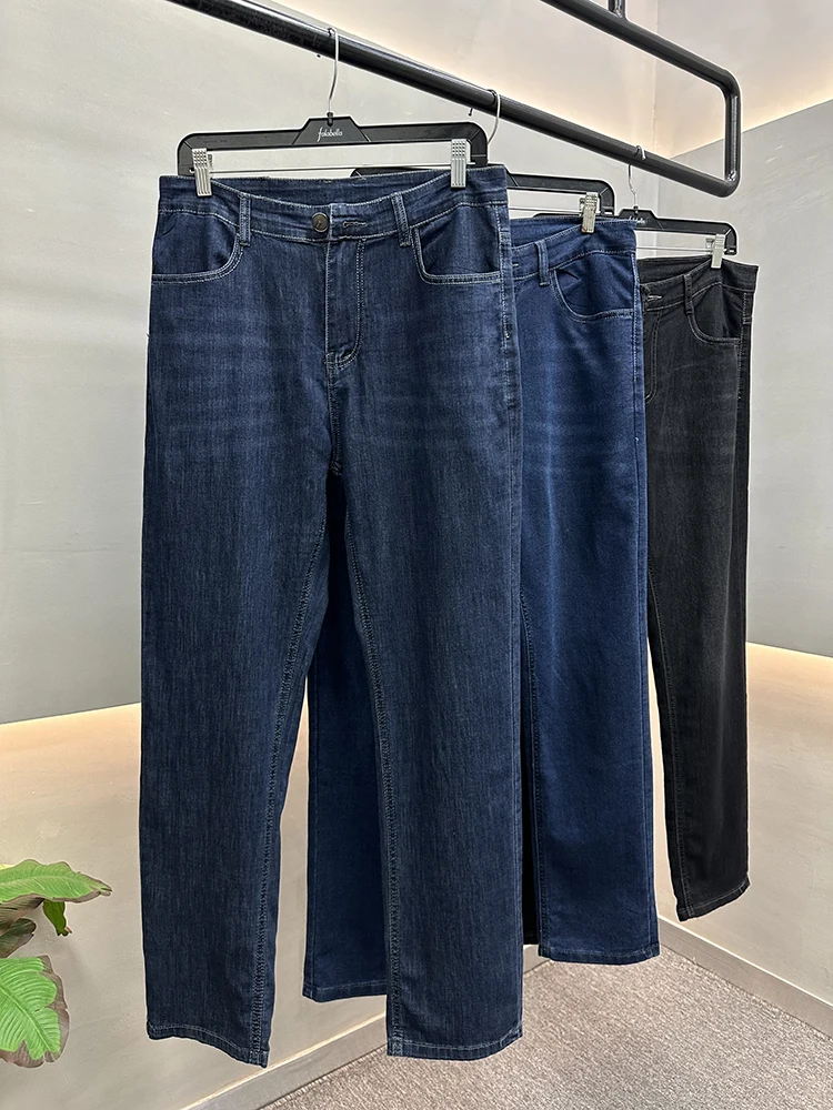 

Comfortable Elastic Straight Leg Casual Jeans Men's Faion Ci Spring Autumn Wear Youth Zipper ket Modern Sle