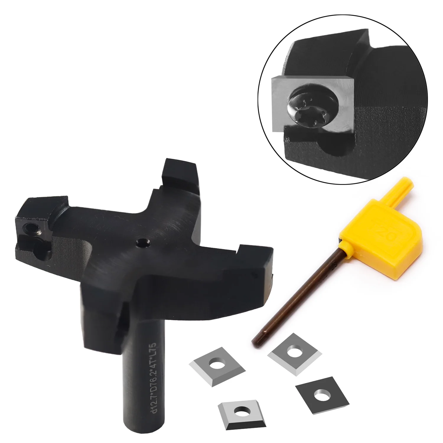 Imagem -02 - Cnc Madeira Plaina Bit Spoilboard Surfacing Router Corte Dia Carbide Inserções Fresa Ferramentas para Madeira 12 mm 76 mm 4