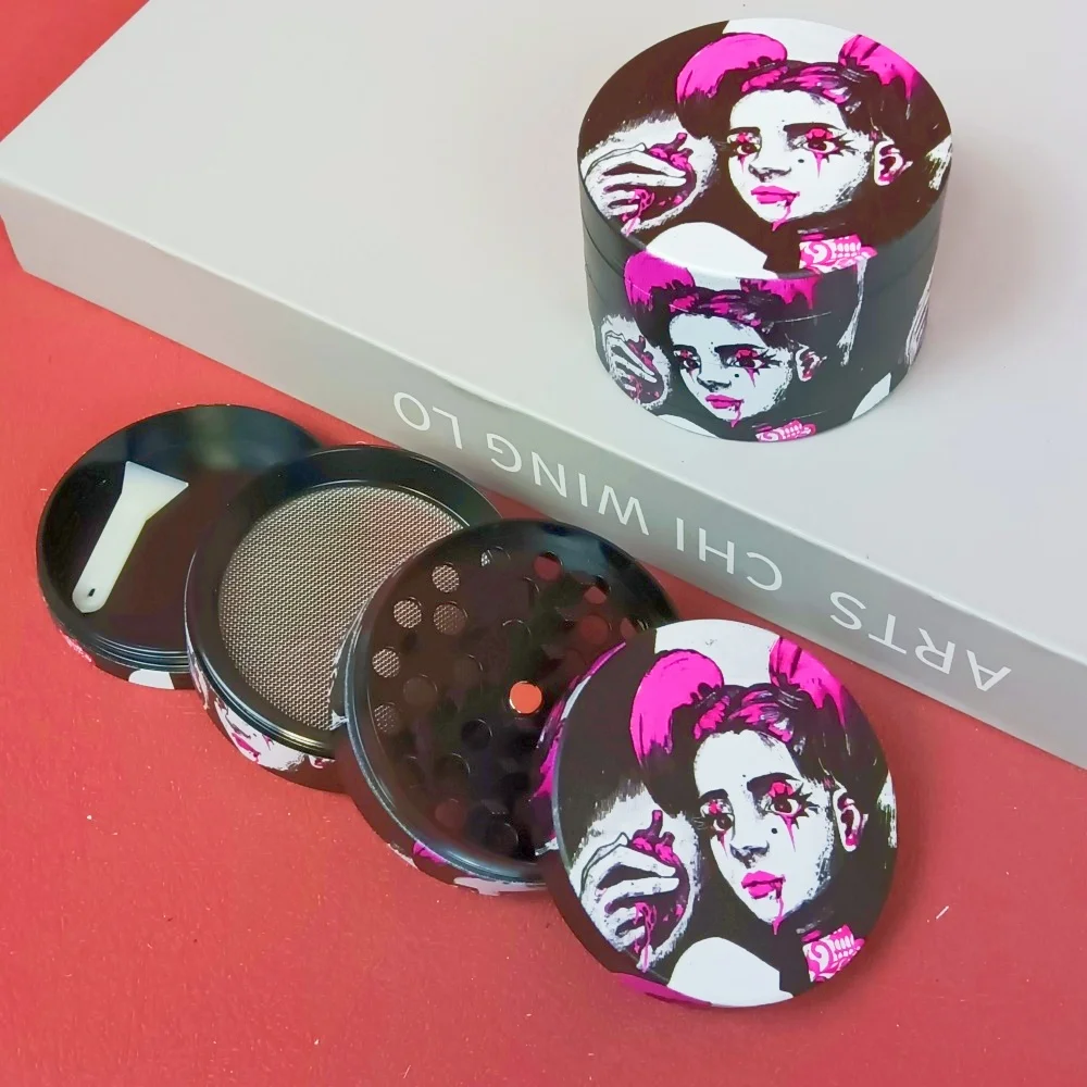 2in فتاة عشب طاحونة التبغ طاحونة العشب الخام الملح الفلفل دليل 4-layer مطحنة معدنية التوابل مدقة هاون الدخان السجائر أداة #1