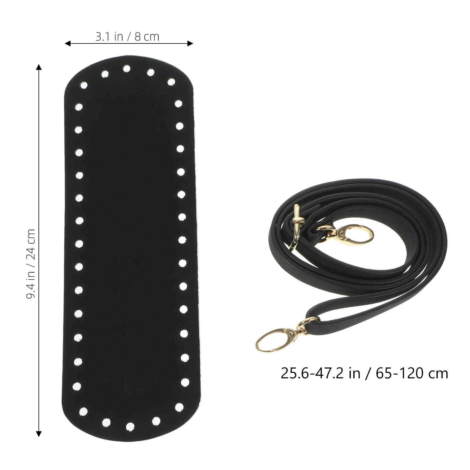 

1Set Black Woven Bag DIY Kit Includes PU Bottom Cover Shoulder Strap Lock Pendant Backpack Accessories