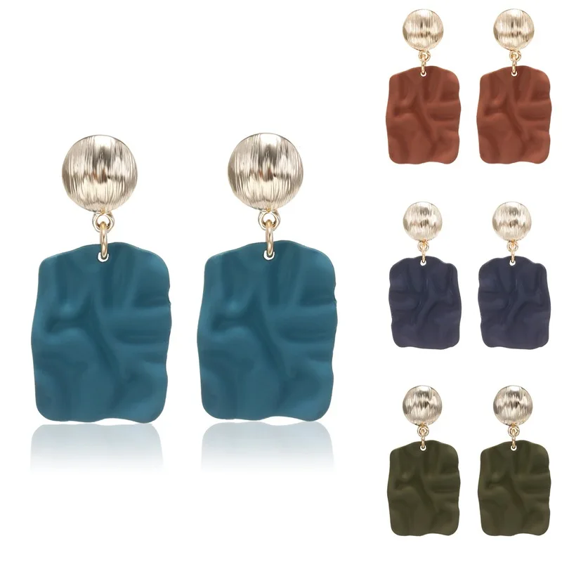 Frosted paint earrings women's geometric simple earrings 2020 cross-border jewelry Korean version Internet celebrity earrings ma