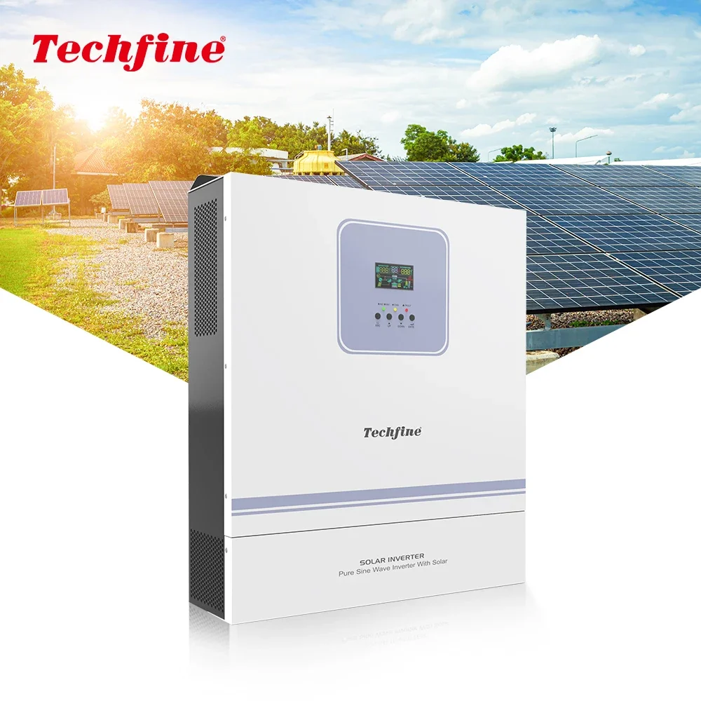 

Techfine High Frequency 11KW 48V 230V Support Parallel 6 Units Dual MPPT 150a Off Grid Hybrid 11KVA 11000w Solar Inverter