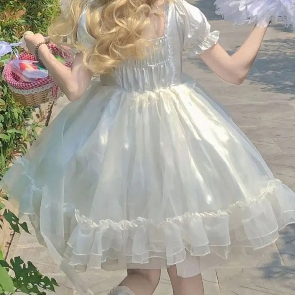 

Кружевная многослойная нижняя юбка Лолита без каркаса, короткое платье-жупон, сетчатая подкладка для косплея, кринолин, бальное платье