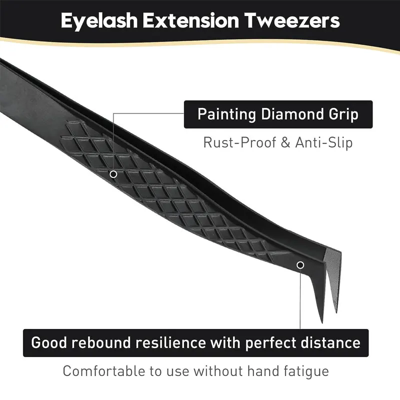 Fiber Tip False Lash Tweezers Nanometer Black For Eyelash Extension Mega Volume perfect close tip Boot isolation Precision Tools