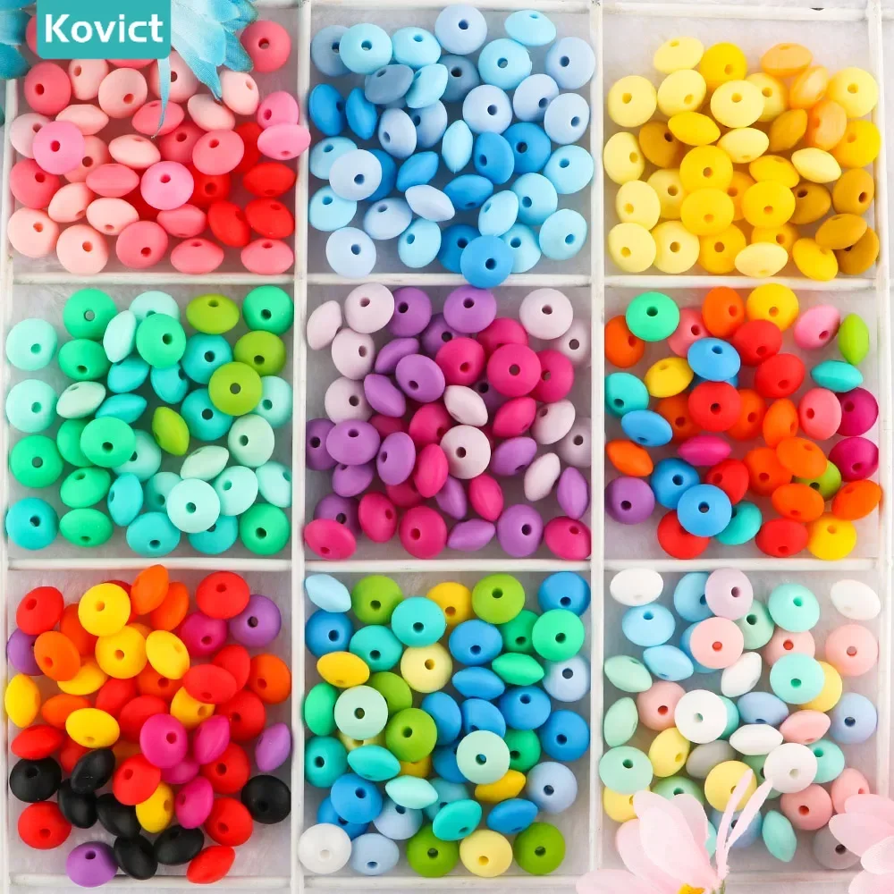 Kovict 100/500/1000/2000Pcs 12mm Silicone Lentils Beads For Jewelry Making Bulk Components For Jewelry Making