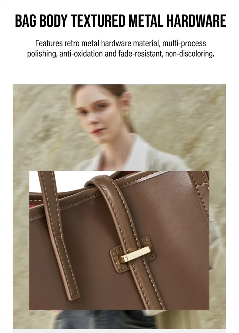 HIFASHION طقم حقائب يد نسائية من جلد البقر الأصلي مكون من قطعتين، حقائب كتف وكروس بودي كبيرة السعة بتصميم ريترو للعمل والتسوق