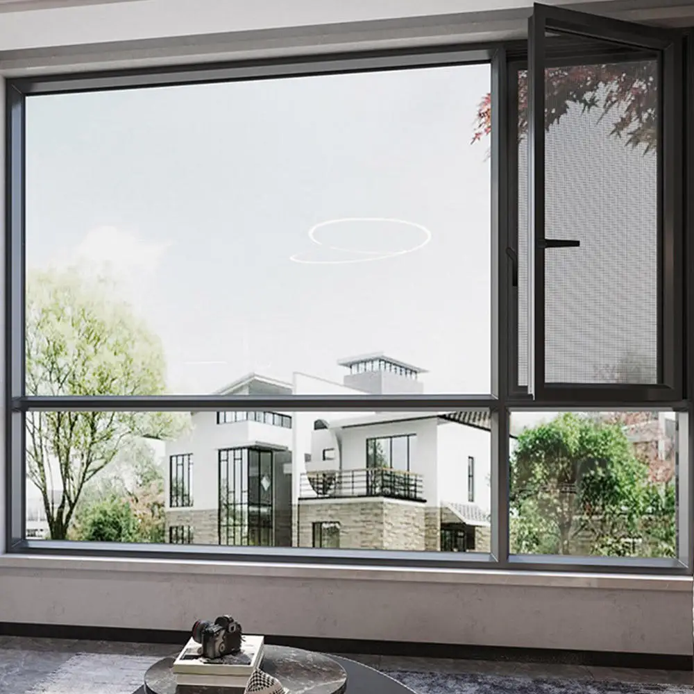 High Performance Inward Opening Reverse Hinged Aluminum Glass Casement Window Rainproof Hinged Windows Noise Reduction Windows
