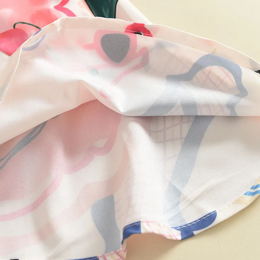 الفتيات الصيف موضة جديدة لطيف طباعة أكمام س الرقبة ألف خط فستان 1 قطعة 3-7 سنوات الاطفال ملابس حلوة غير رسمية #6