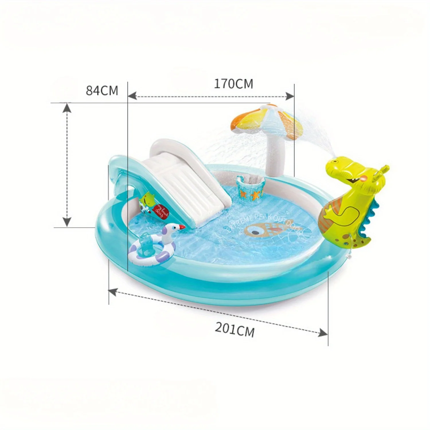 

Crocodile Inflatable Pool with Slide, kids paddling pool for crawling and fishing game