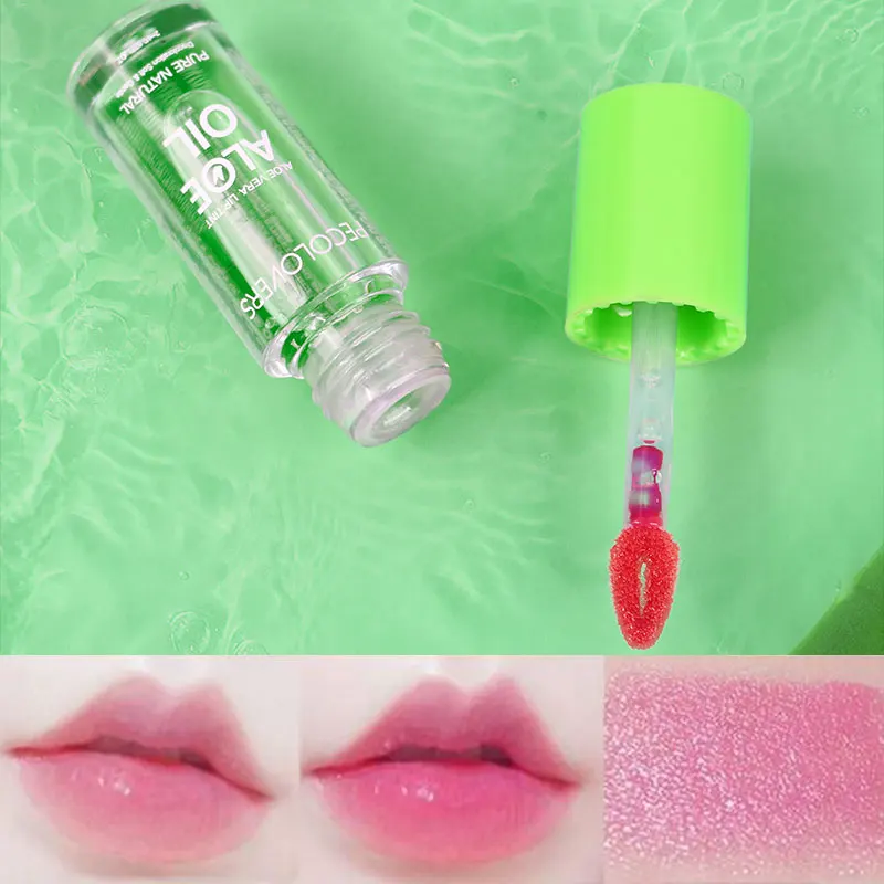보습 알로에 에센스 립 글로스, 색상 변경 가능, 휴대용 방수, 오래 지속되는 영양 입술 케어 립스틱