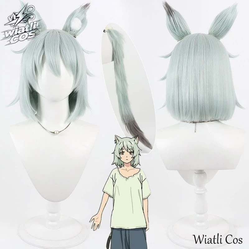 Chainsmoker Cat Yani Neko Satou Yuko Cosplay Wig With Ears Tail Adult Women Men Halloween Roleplay